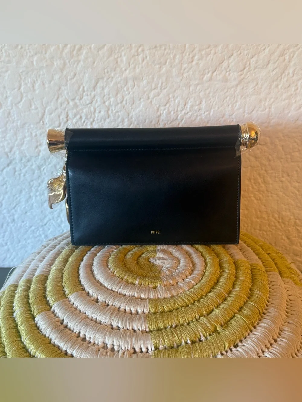 JW PEI Holly Metal Pendant Embellished Clutch Black